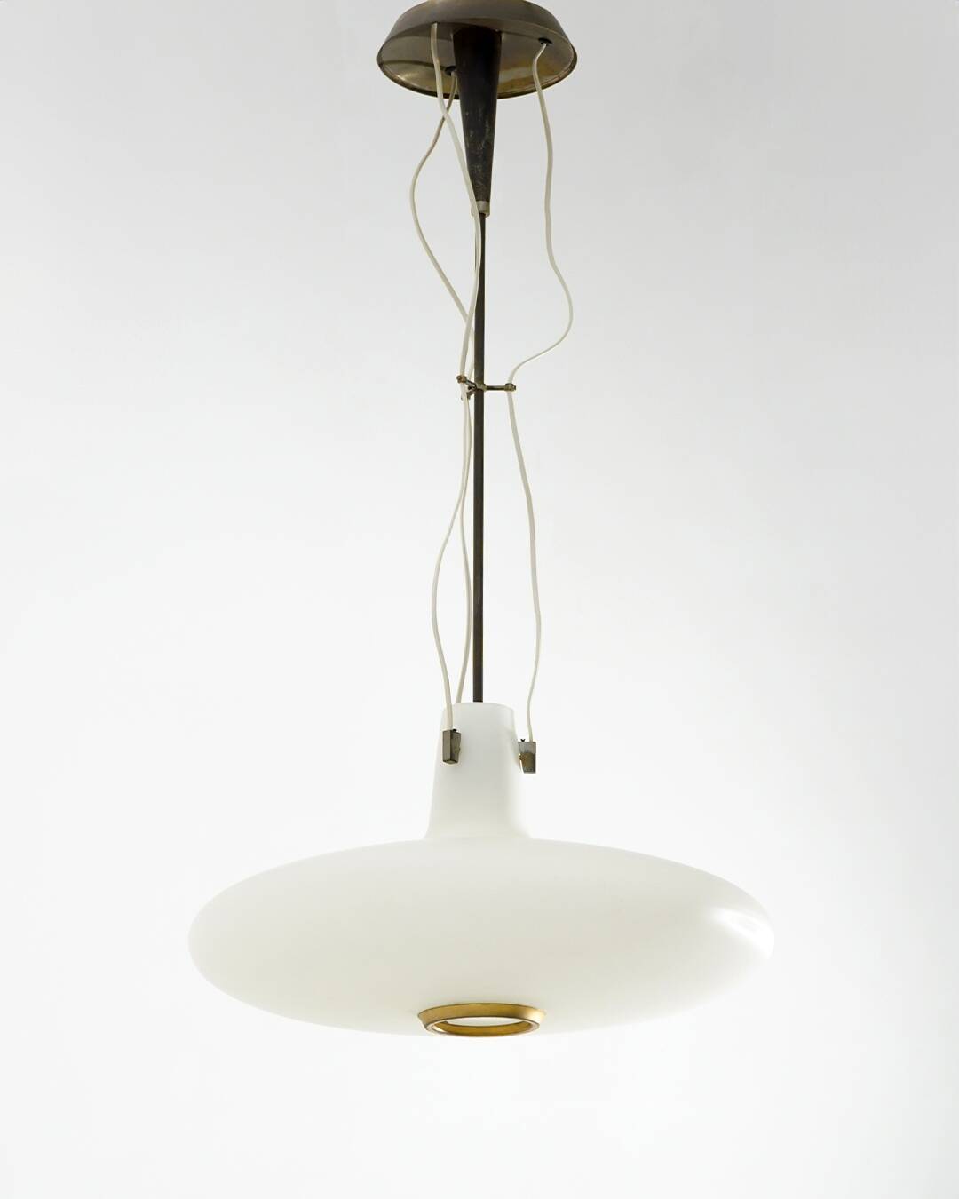 Glass and brass chandelier by Bruno Chiarini, 1950s