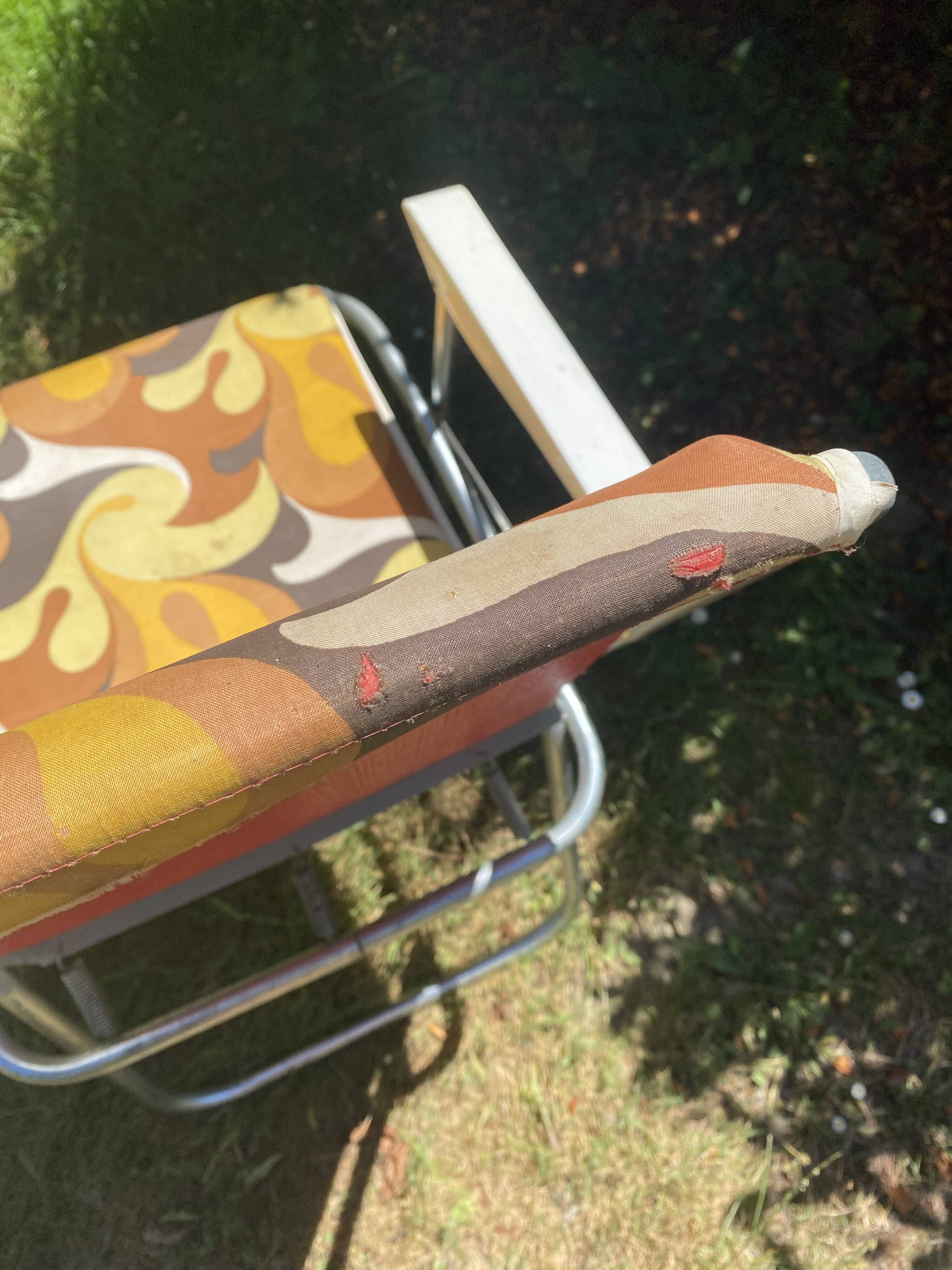 Folding camping chair, 70s garden armchair