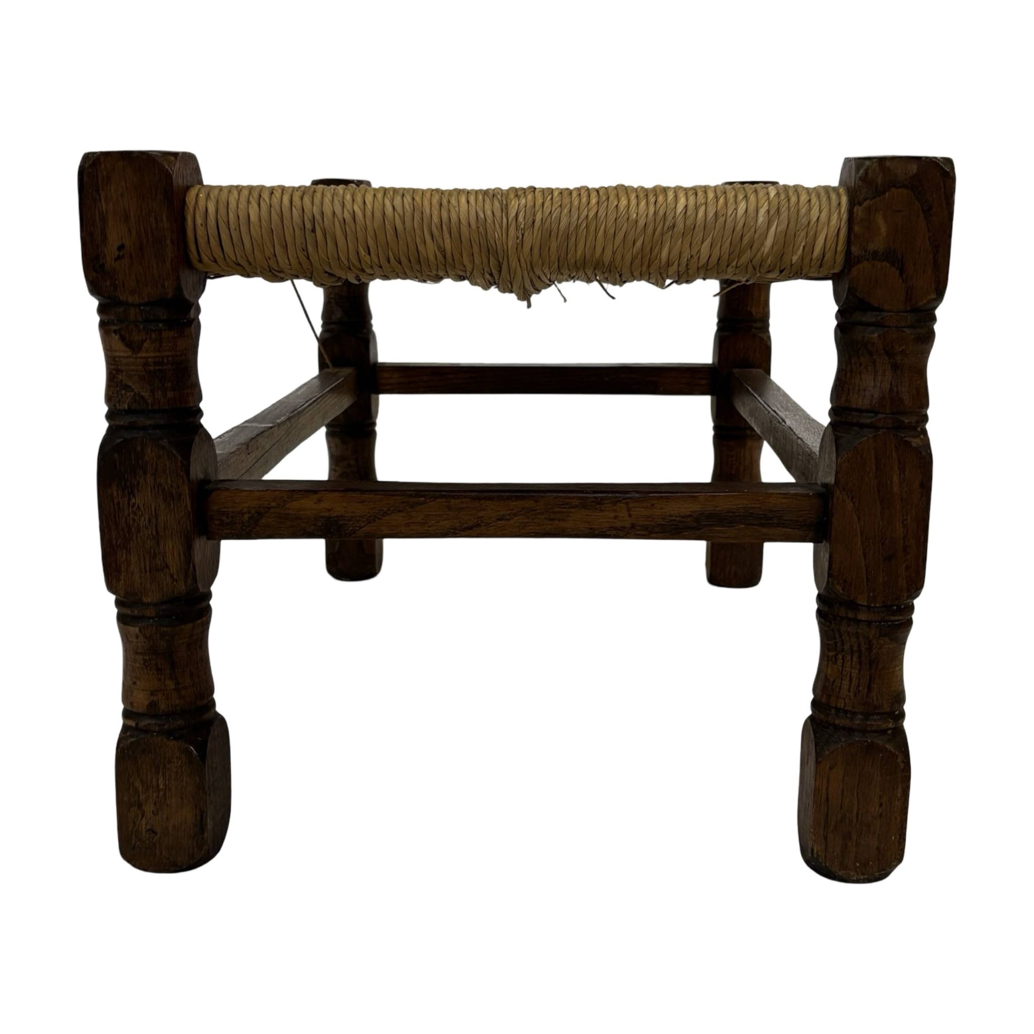 Tabouret vintage en rotin petit tabouret ottoman du milieu du siècle design années 60
