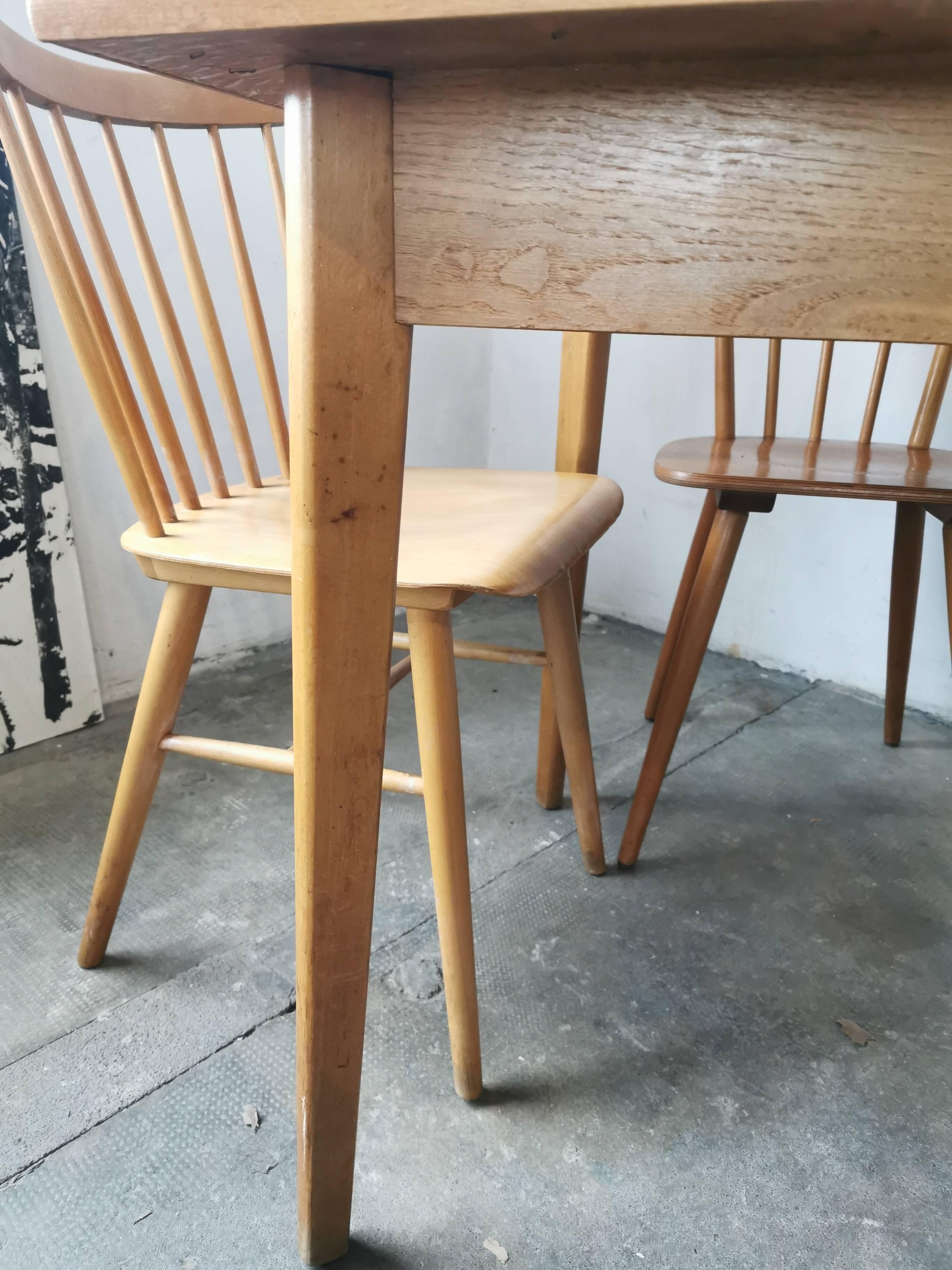 Square dining table, wood and formica, 1960s