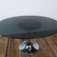 Table vintage tulipe, chrome et verre Gastone Rinaldi