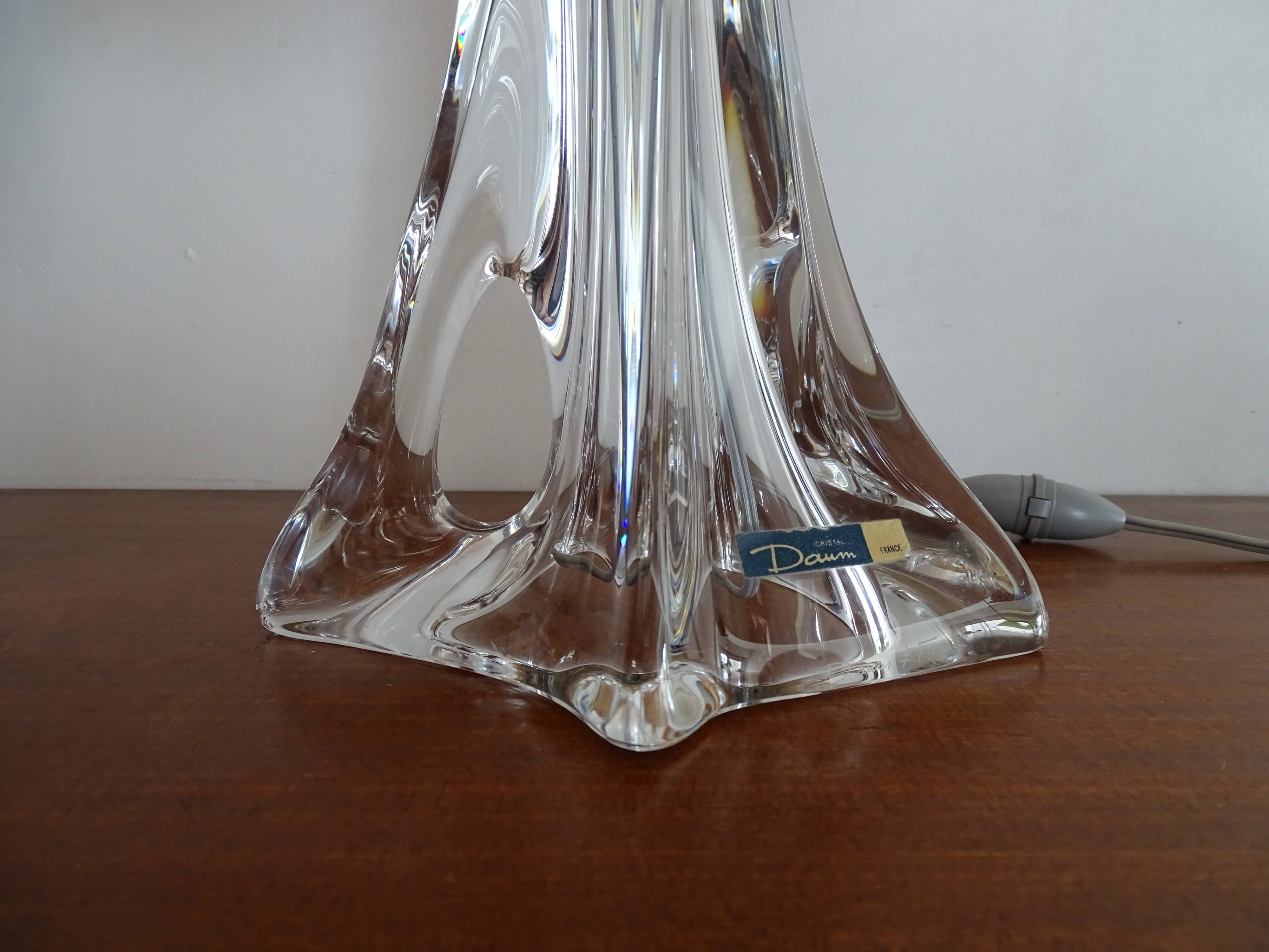 Daum France 1960 crystal lamp signed and labeled - 46 cm