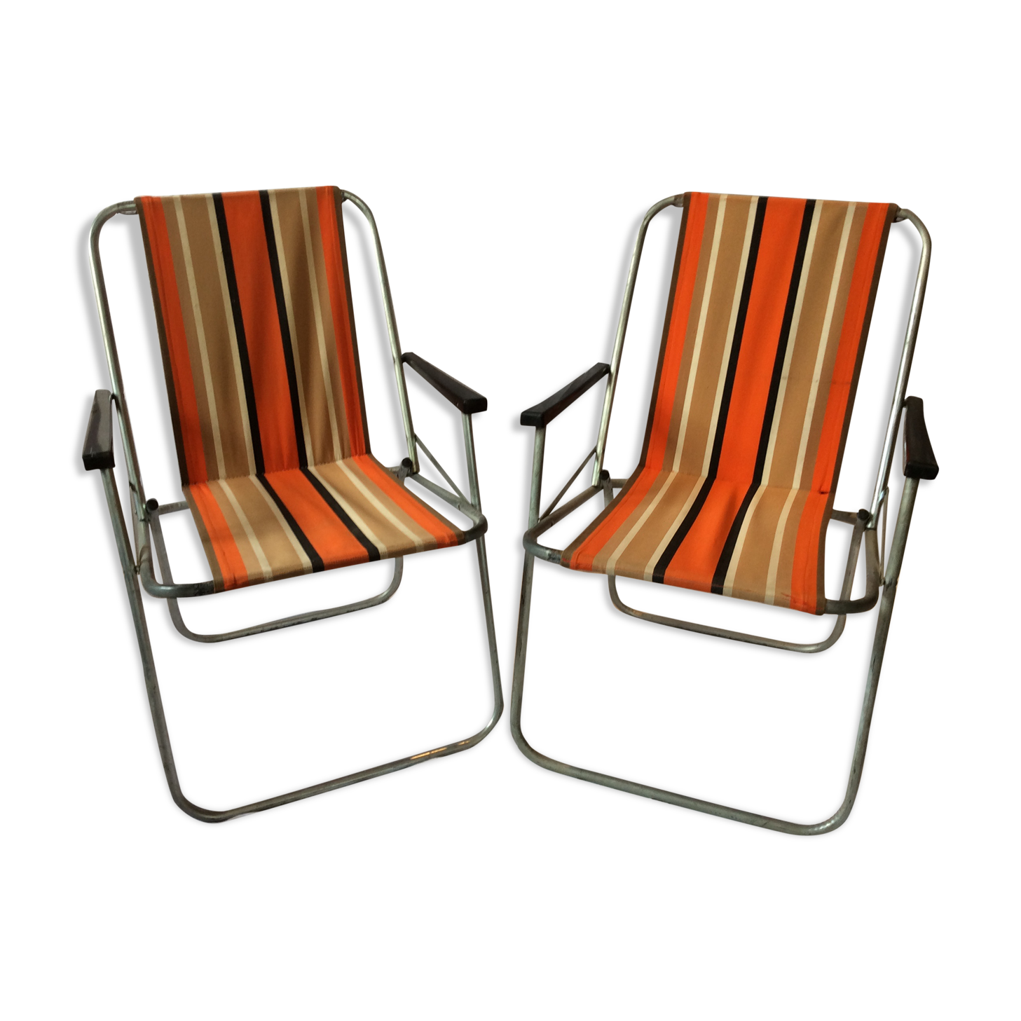 Pair of vintage camping armchairs