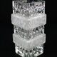 Vintage glass vase, block vase, textured surface, relief decoration