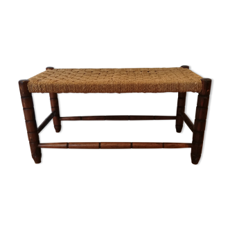 Banc en bois assise en corde 1950