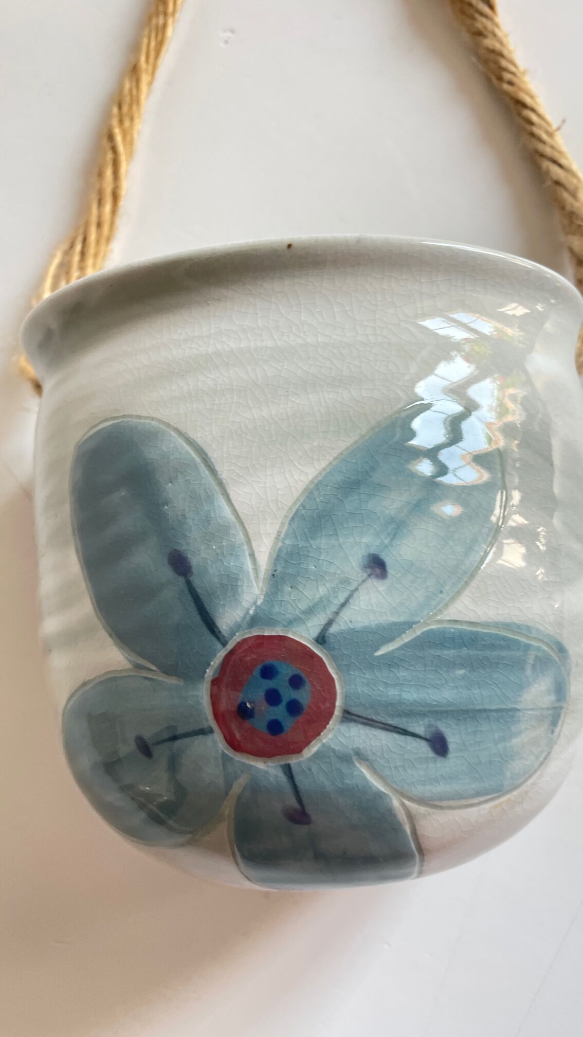 Hanging pot cover ceramic vintage flower
