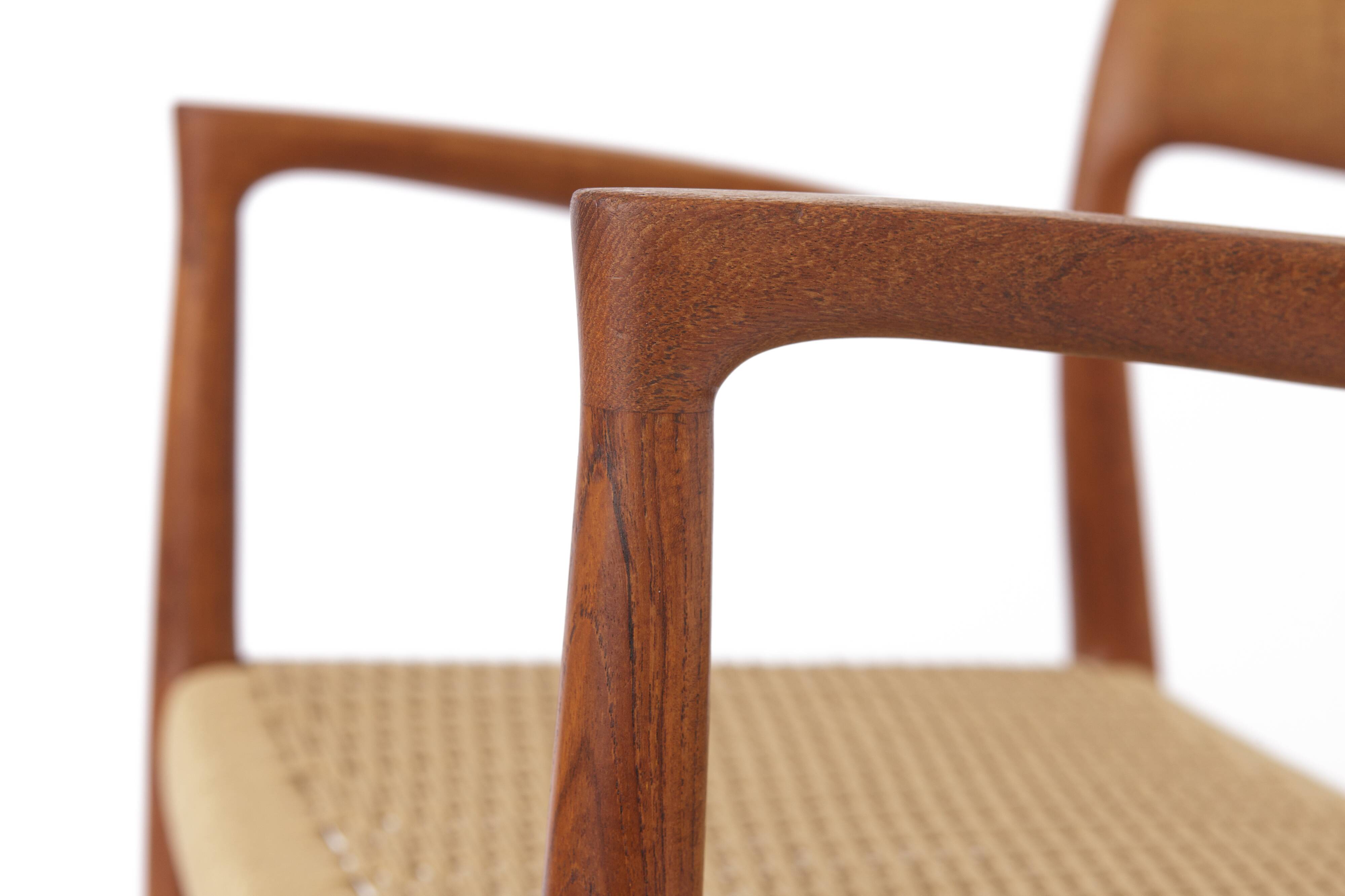 1 of 2 Niels Moller armchair, model 57, 1950s Vintage, paper cord seat,