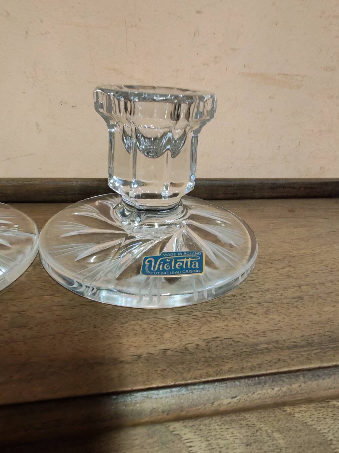 Pair of crystal candlesticks