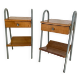 Pair of vintage boarding school bedside tables