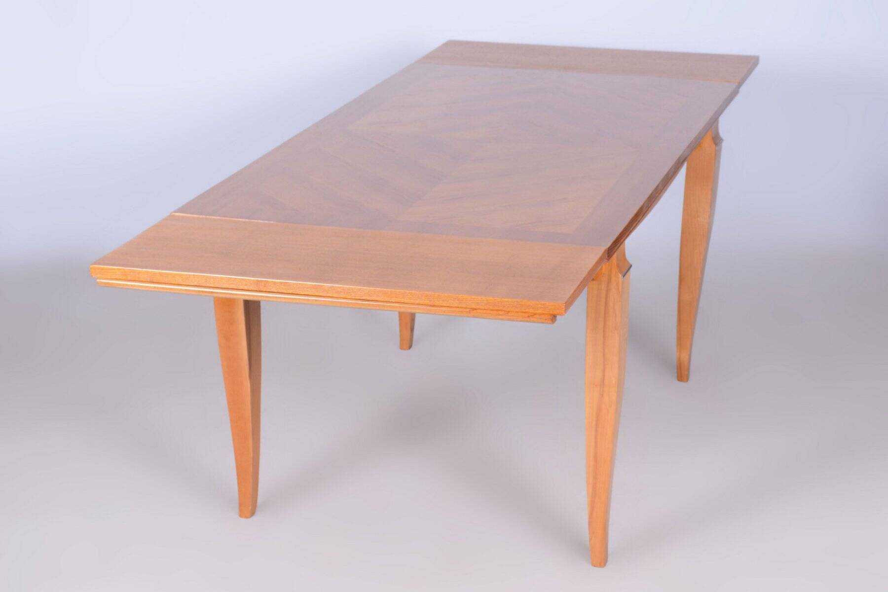Art Deco Oak & Spruce Folding Table attributed to J. Leleu, France, 1920s