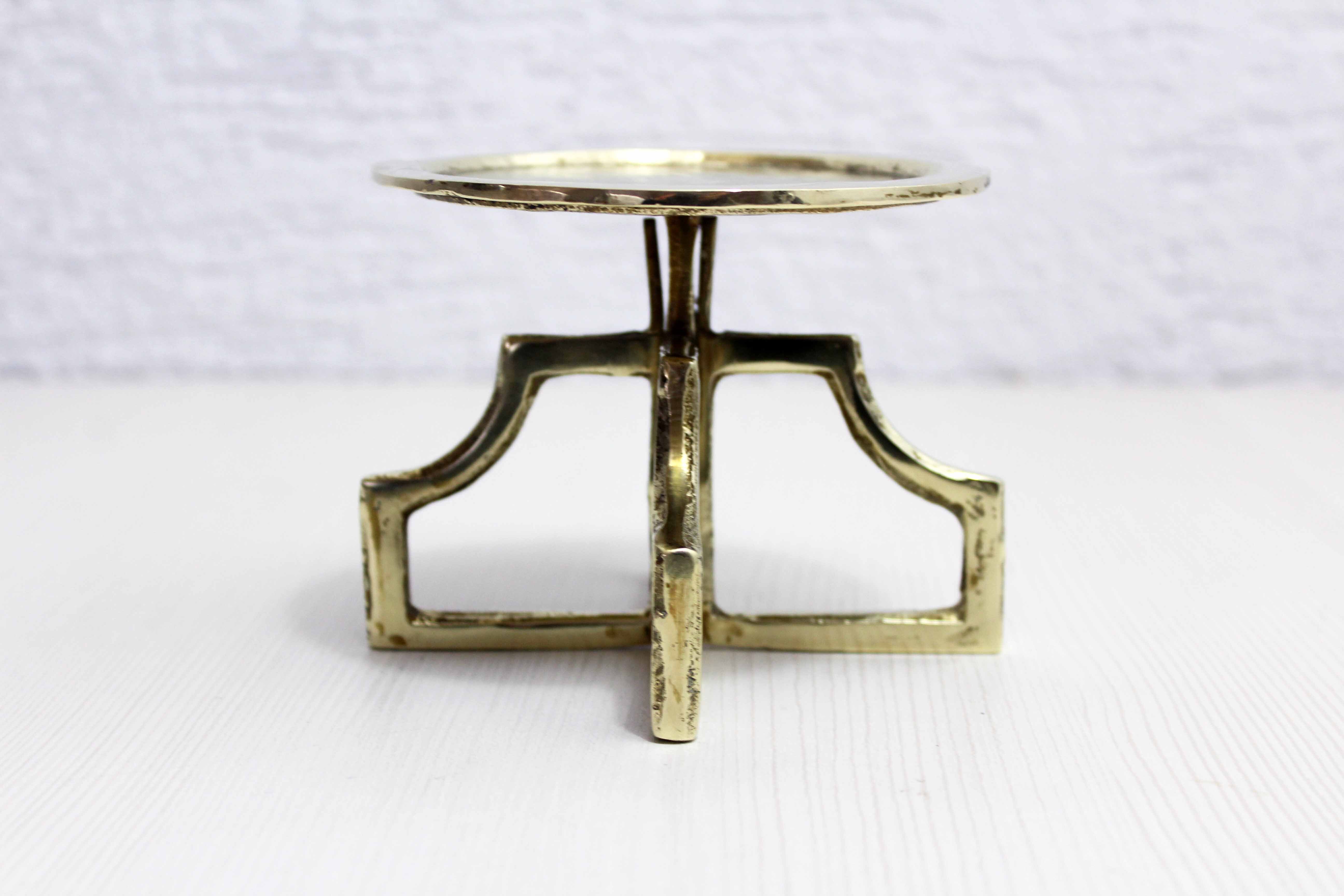 Brutalist brass candle holder