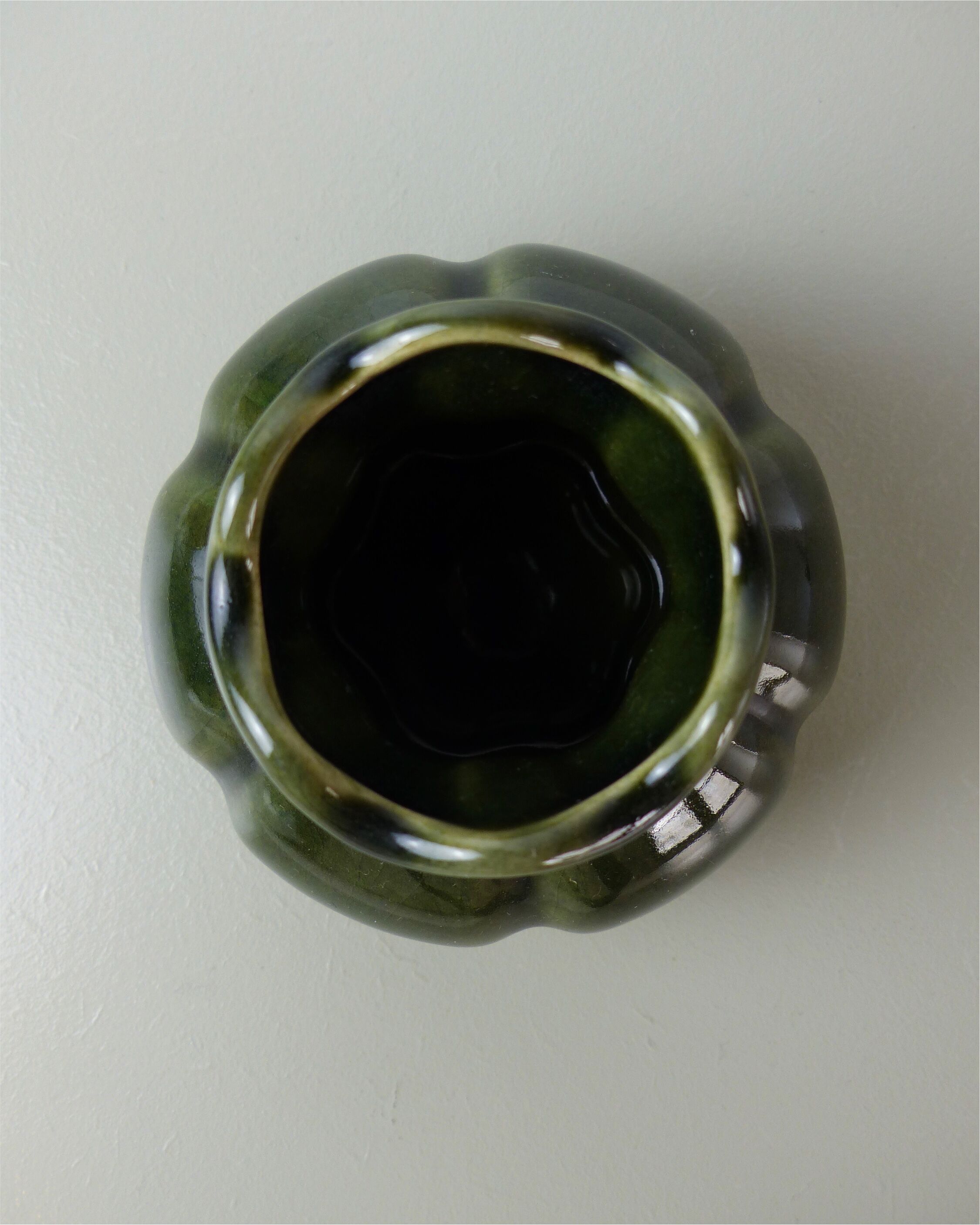 Small corolla vase in khaki glazed ceramic