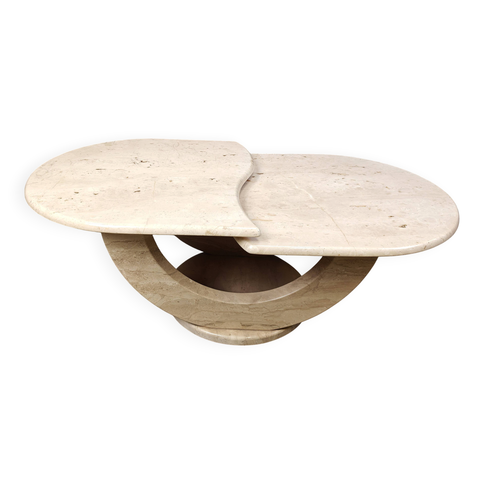 Vintage two tier travertine coffee table, 1970s