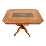 Inlaid living room pedestal table, italy 19th century, circa 1850