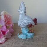 Pottery rooster figurine, rooster statuette, vintage country house decoration
