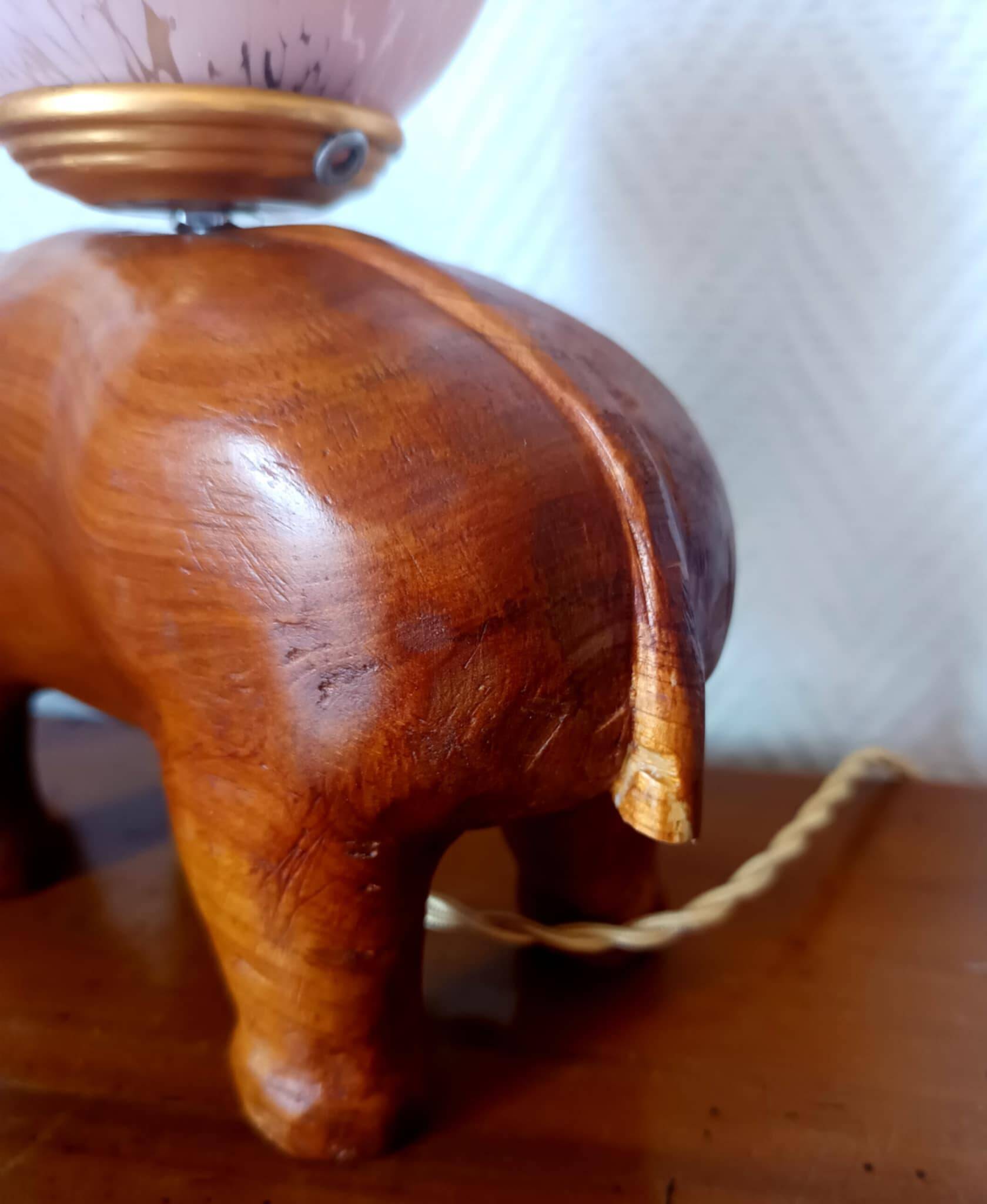 Lampe éléphant verre de Clichy art déco