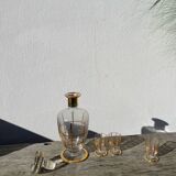 Art Deco glass and gold carafe or vase from the 1950s.