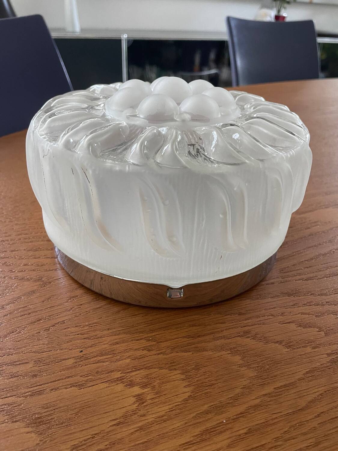 Art Deco pressed glass ceiling light by Lumisec