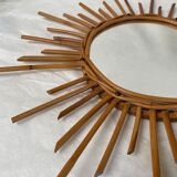 Miroir rotin soleil vintage - 53cm