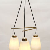 1950s Italian triangle lamp in brass and opalglass