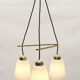 1950s Italian triangle lamp in brass and opalglass