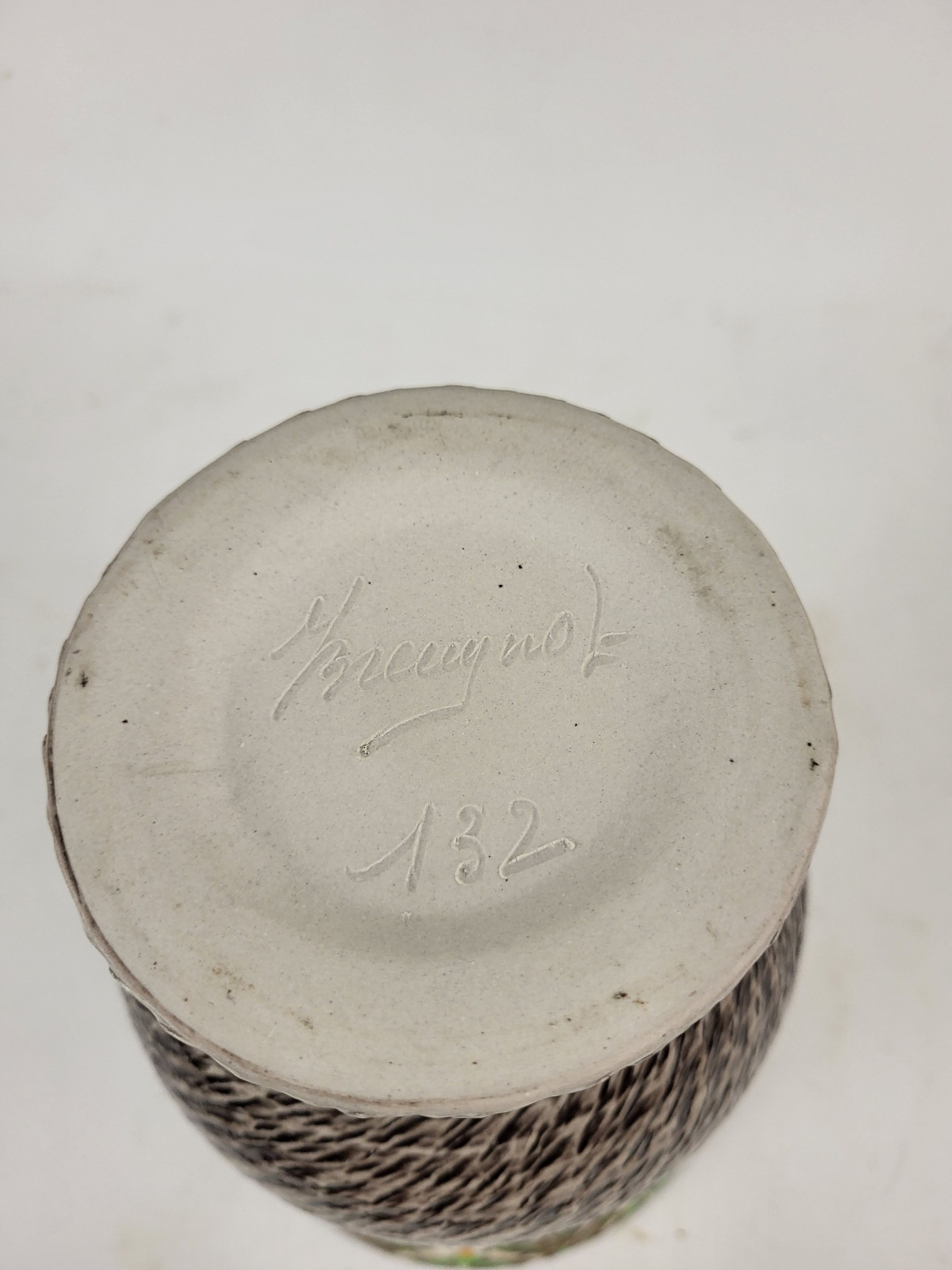 Sandstone vase signed Breugnot Art Deco style