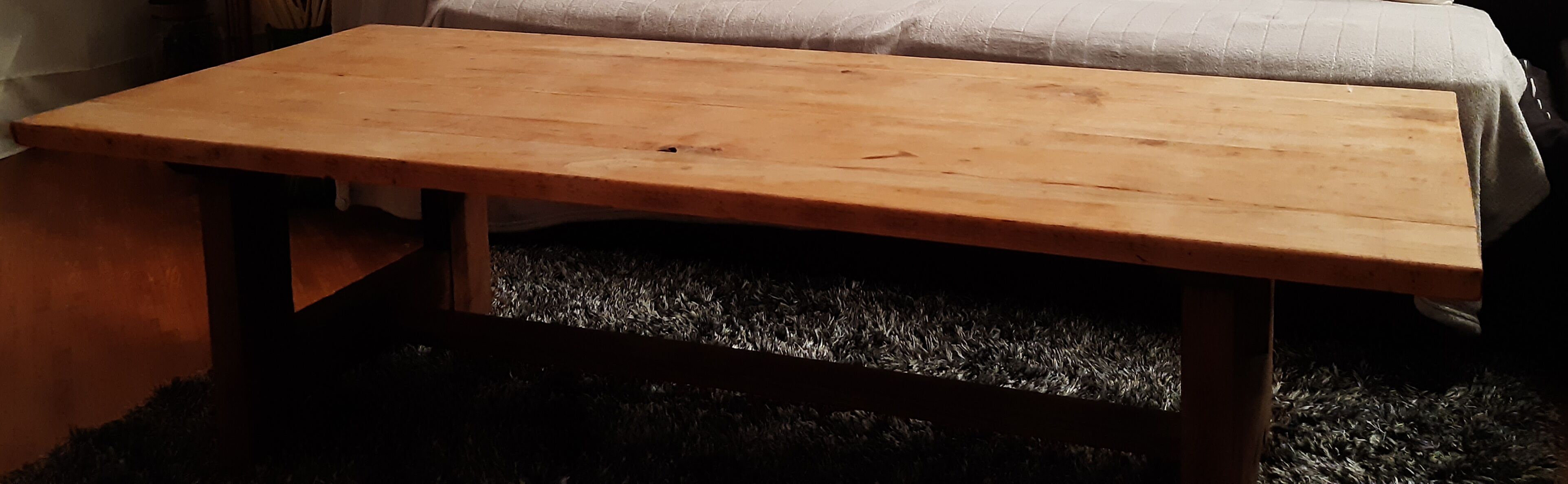 Long coffee table, solid oak