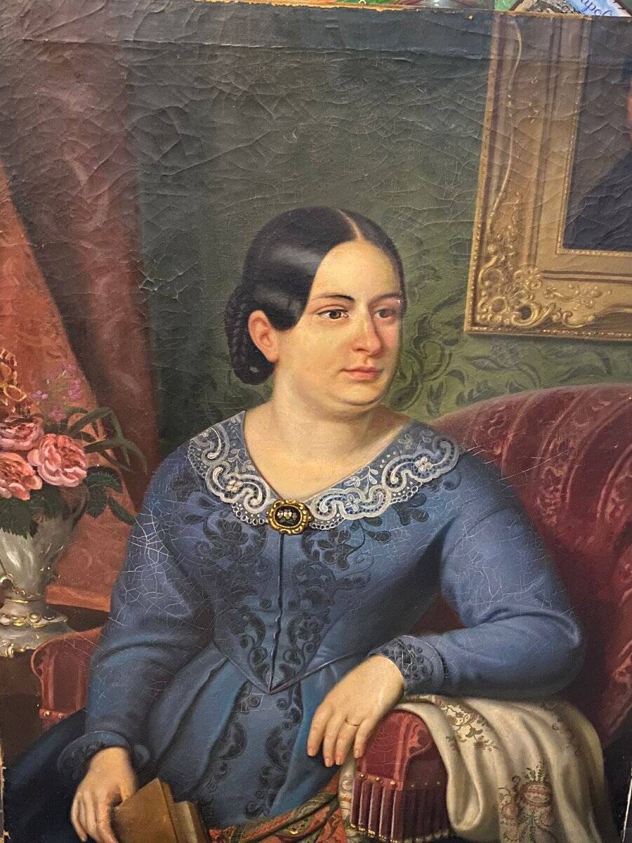 Oil painting on canvas, portrait. Biedermaier artist