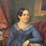 Oil painting on canvas, portrait. Biedermaier artist