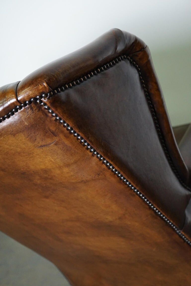 Fauteuil club vintage en cuir de couleur cognac Pays-Bas