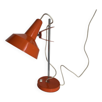 Vintage 1960 Monteuse Delmas desk lamp in orange carrot - 44 cm