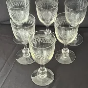 Wine glasses Antique Bohemian hand engraved crystal  – French country