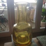 Vase / pichet en verre bullé jaune ambré - années 1970