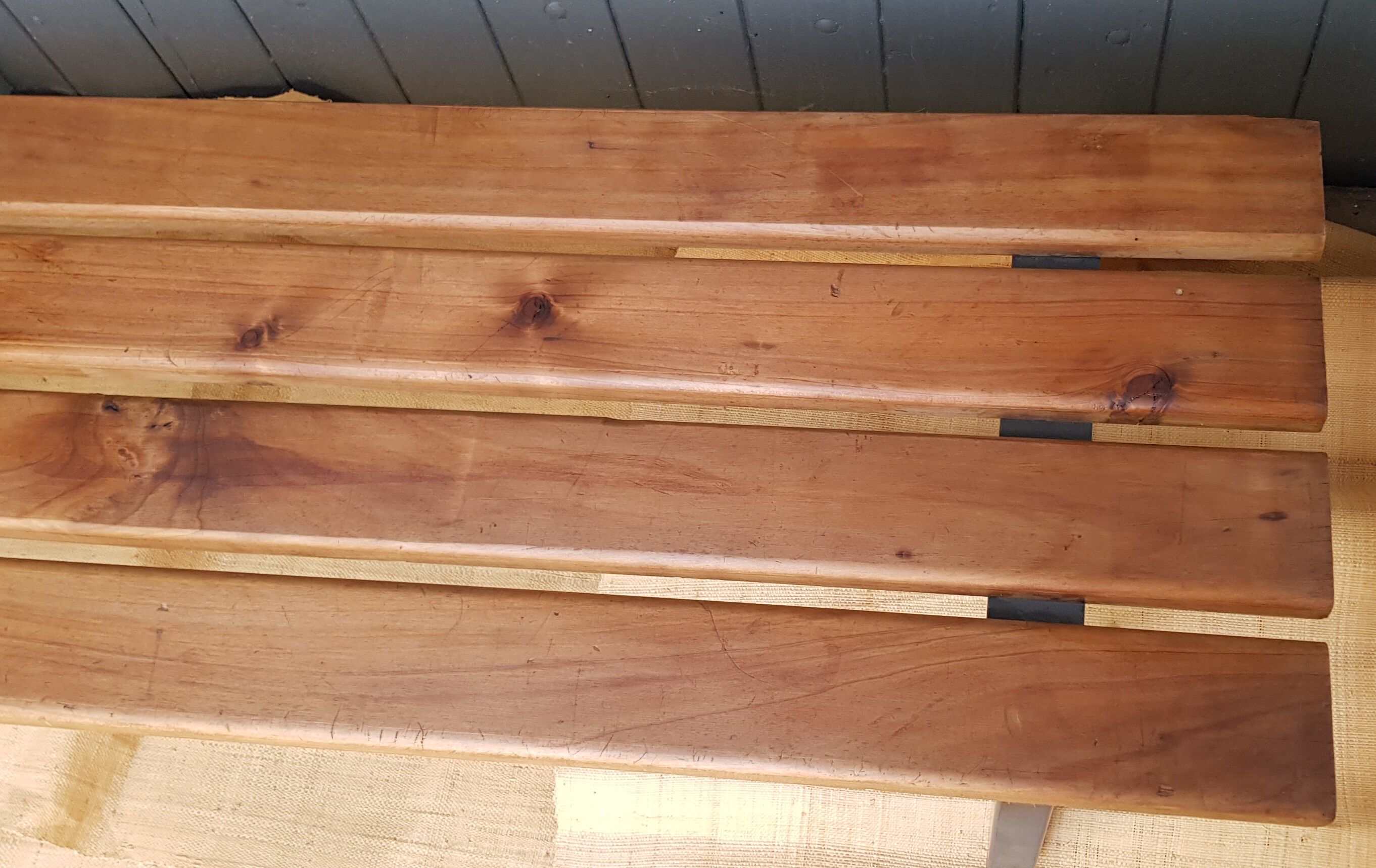 Metal and wood locker room bench