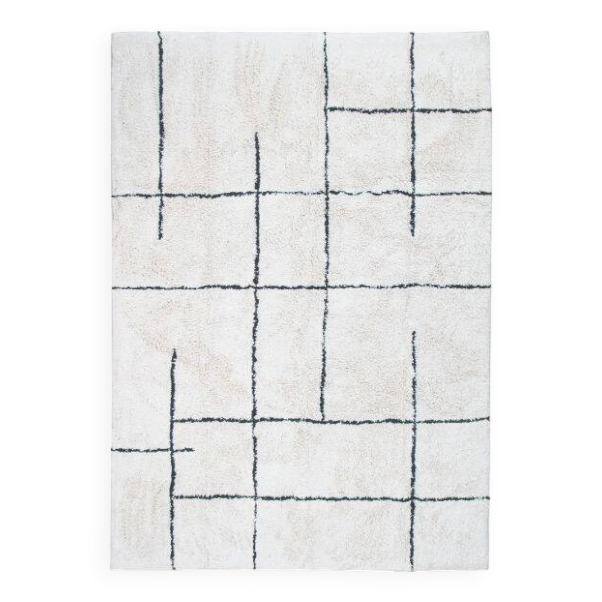 Berber rug 120x180 cm white with black lines