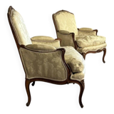 Pair of large Louis XV armchairs stamped Nicolas Quinibert Foliot, Paris, 18th century
