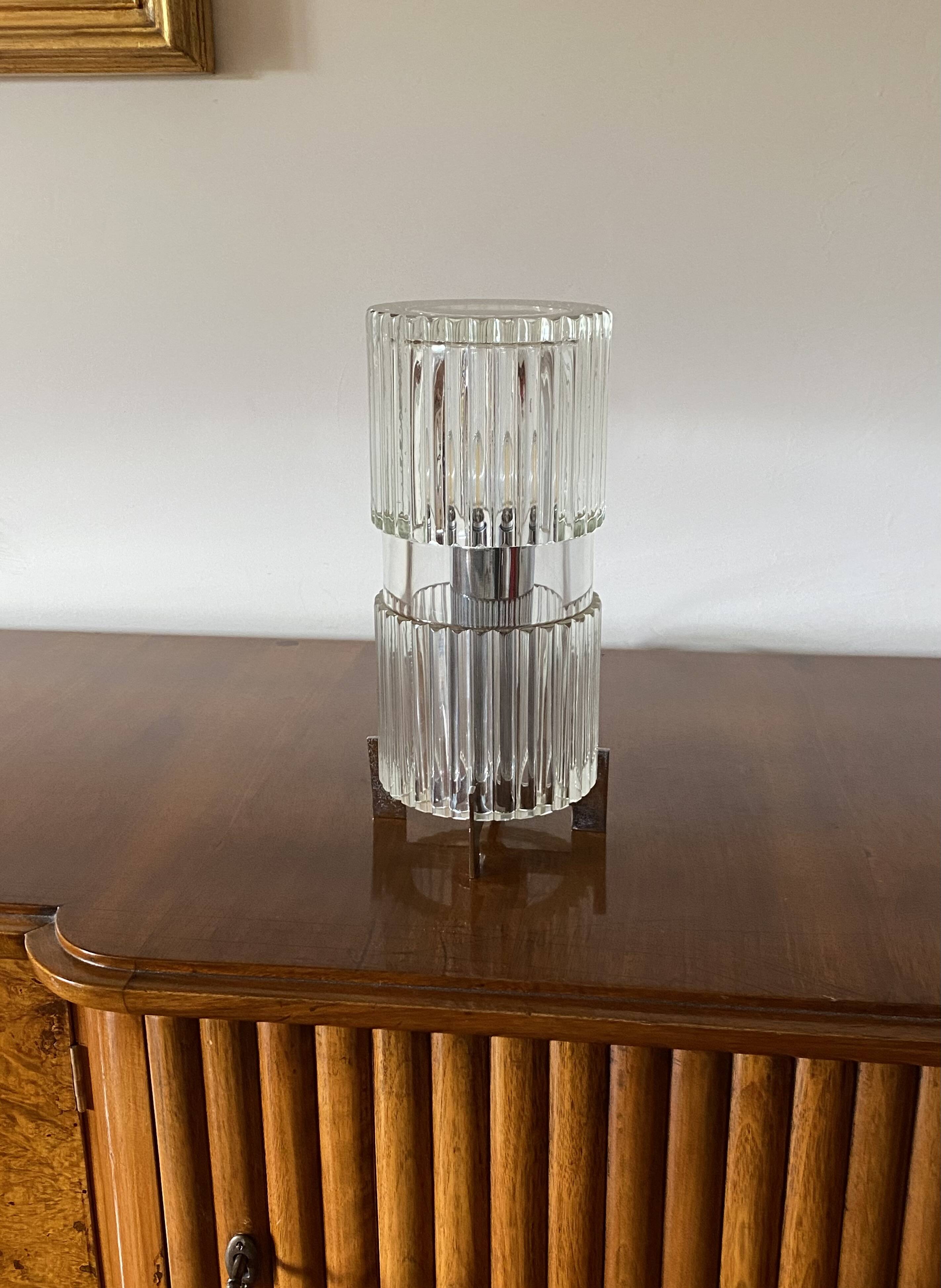 Glass table lamp, Fidenza Vetraria Italy 1970s