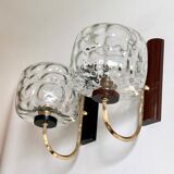 Vintage brass and glass wall sconces