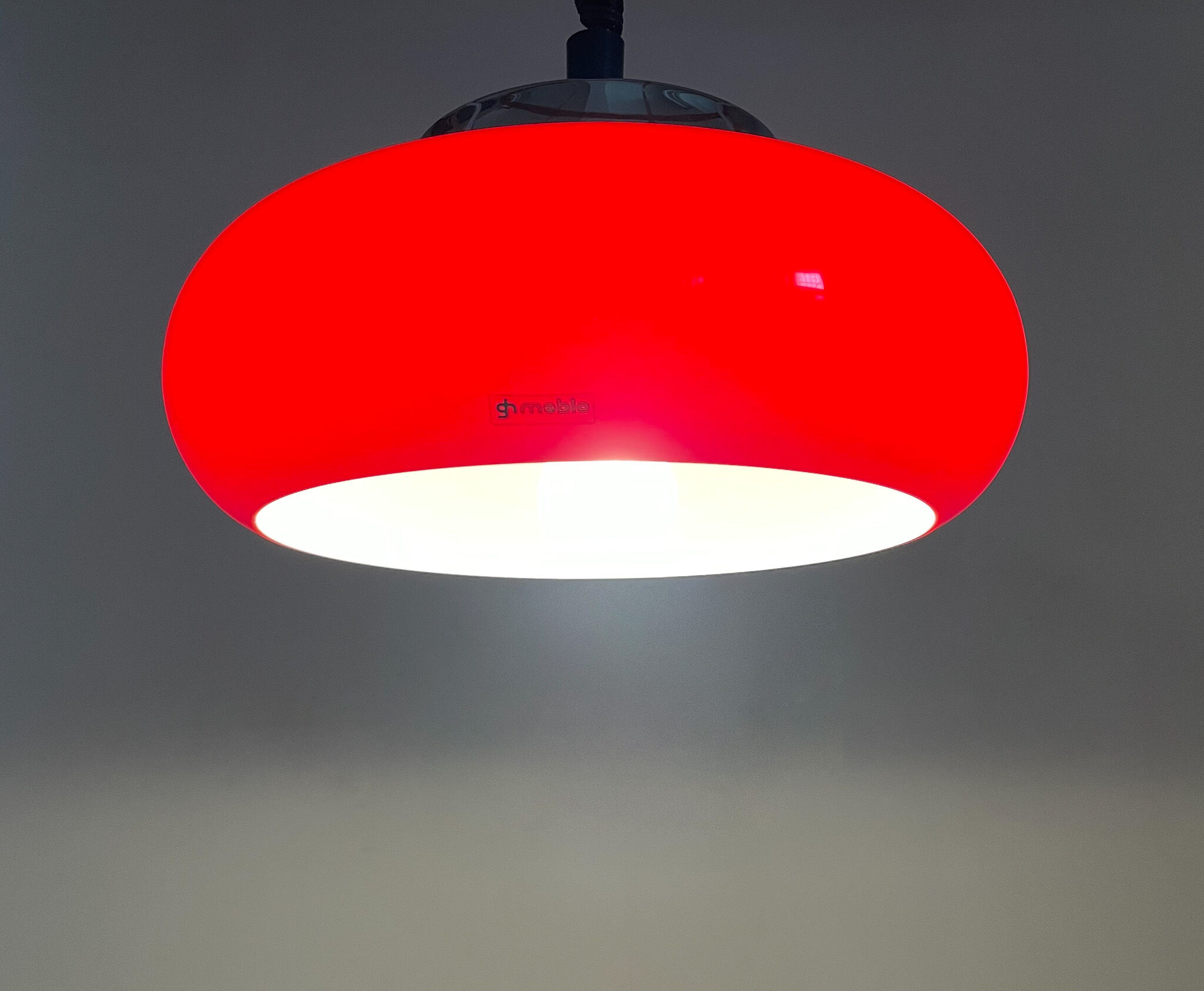 Mid century red pendant by Harvey Guzzini for Meblo, Italy