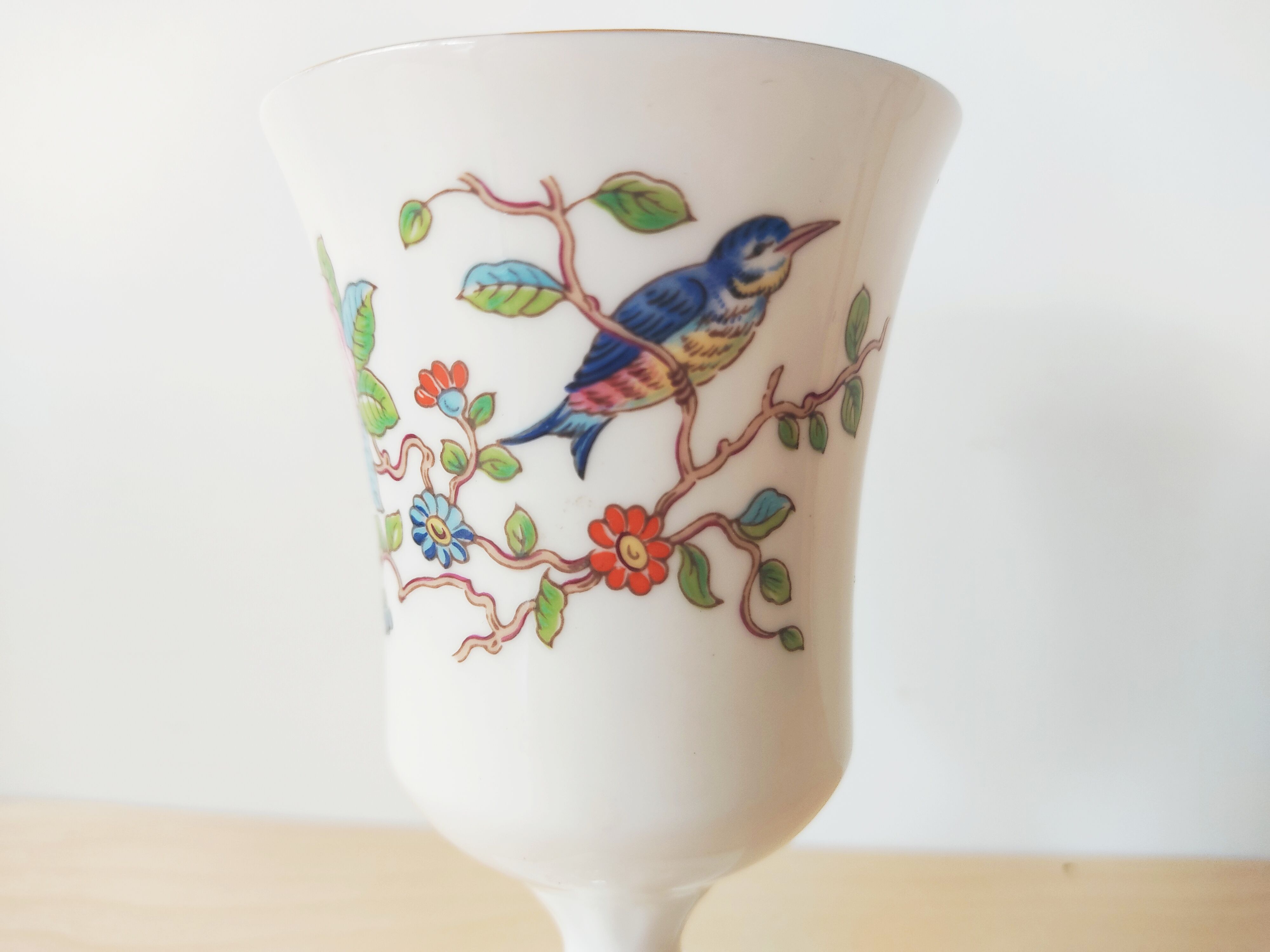 Aynsley porcelain vase bird décor and flowers