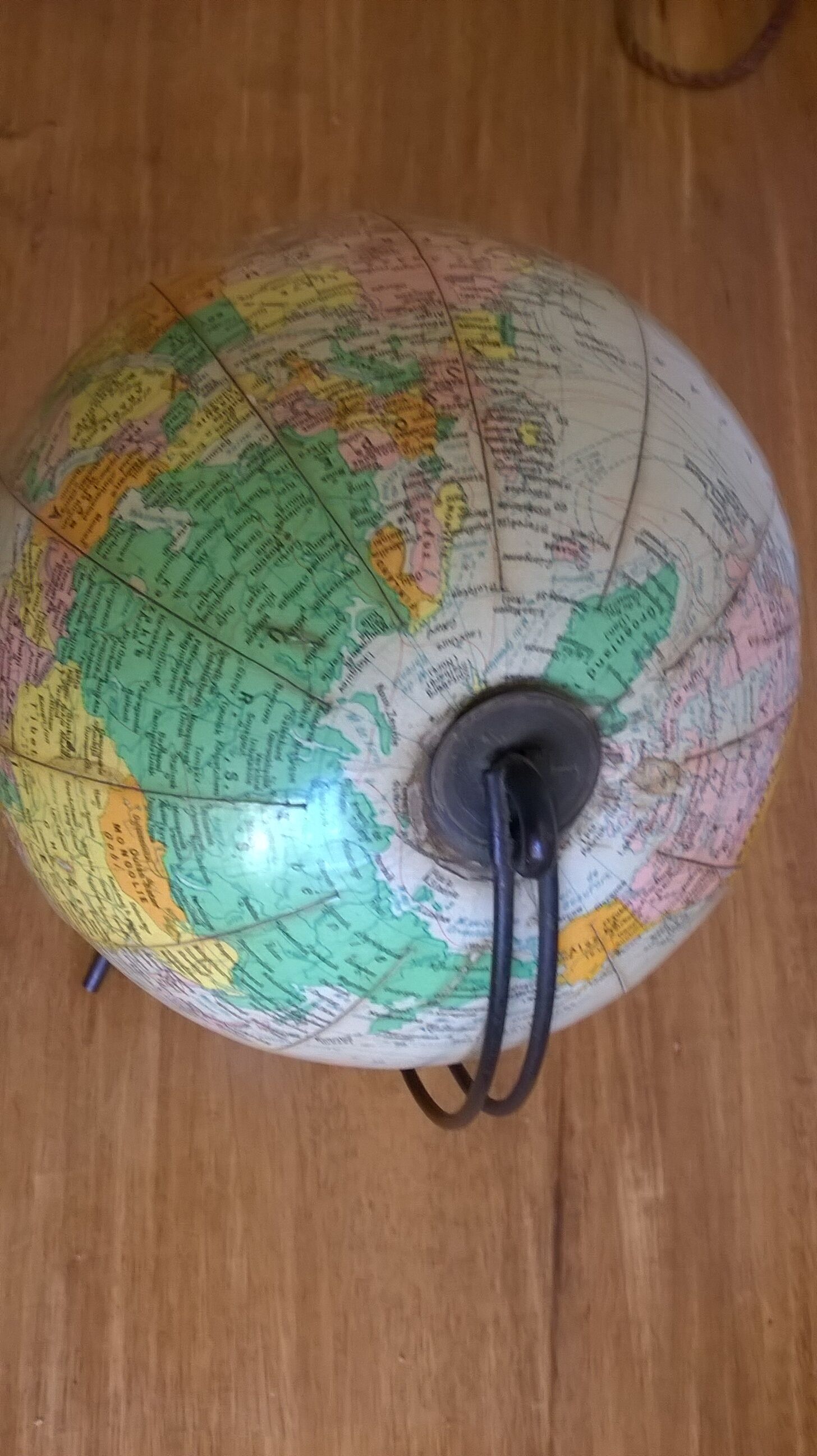 Small terrestrial globe world map of girard and barrère - year 60's