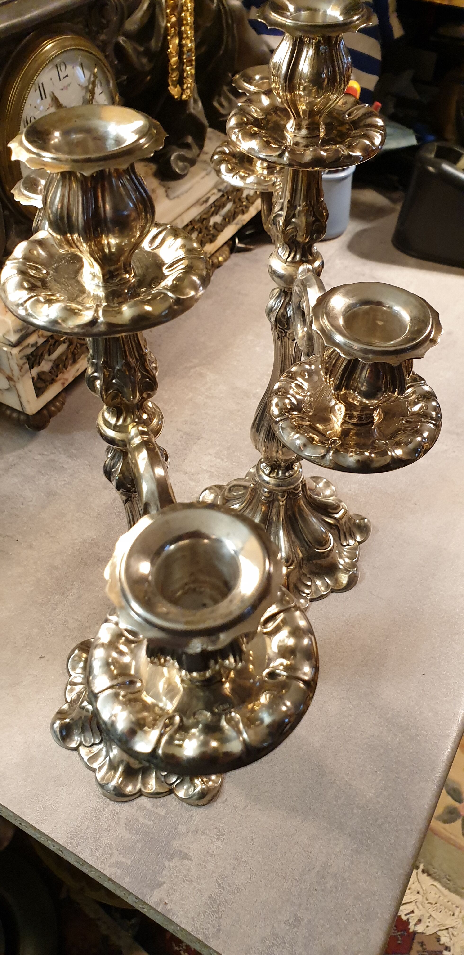 Pair of silver candlesticks 800