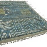 Hand-Knotted Turkish Contemporary 219 cm x 307 cm Blue Wool Carpet