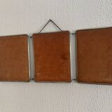 Vintage 1960s triptych barber hairdresser pumpkin mirror - 27 x 68 cm