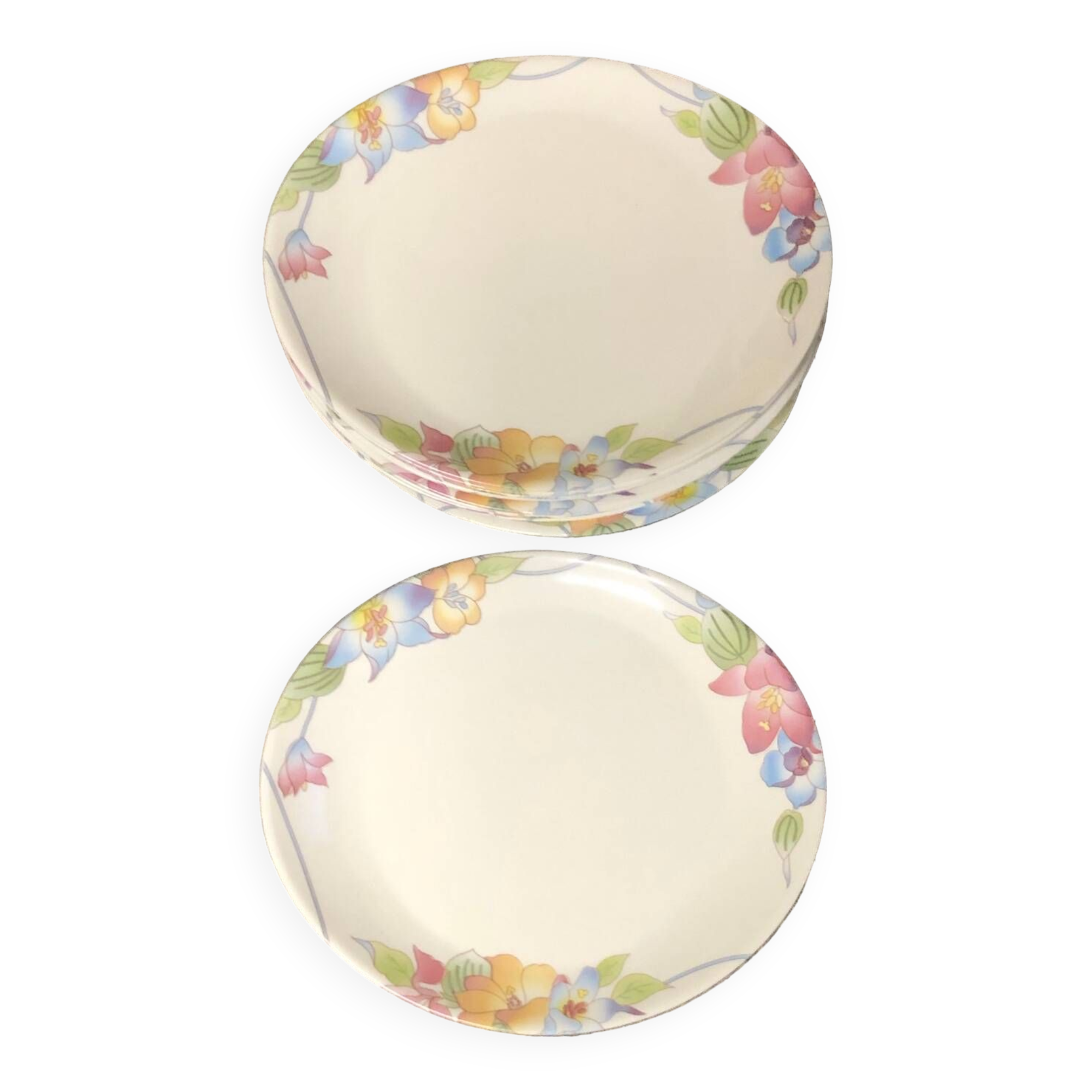 15 multi-colored flower plates