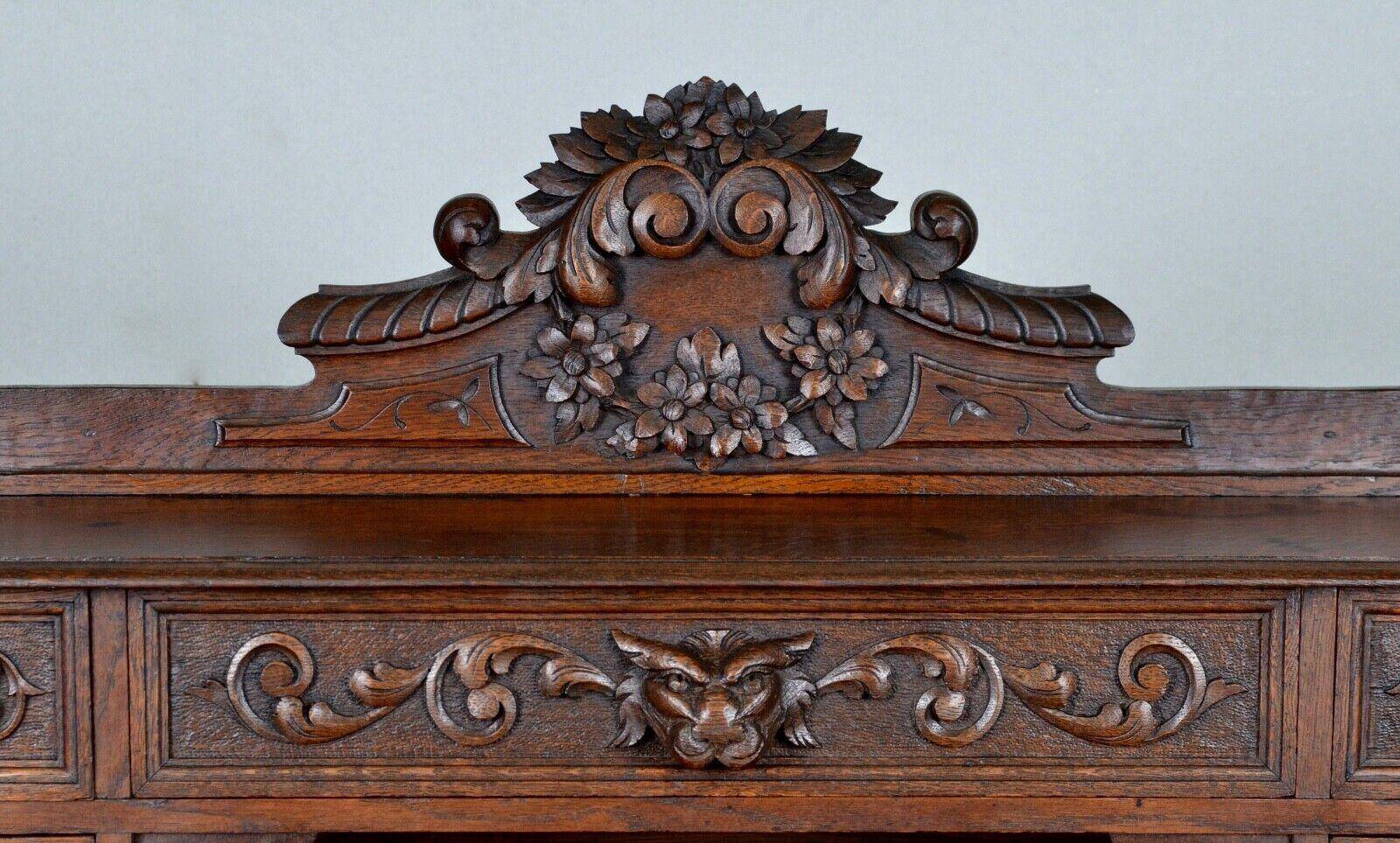 George III style bureau in carved solid oak, circa 1880.