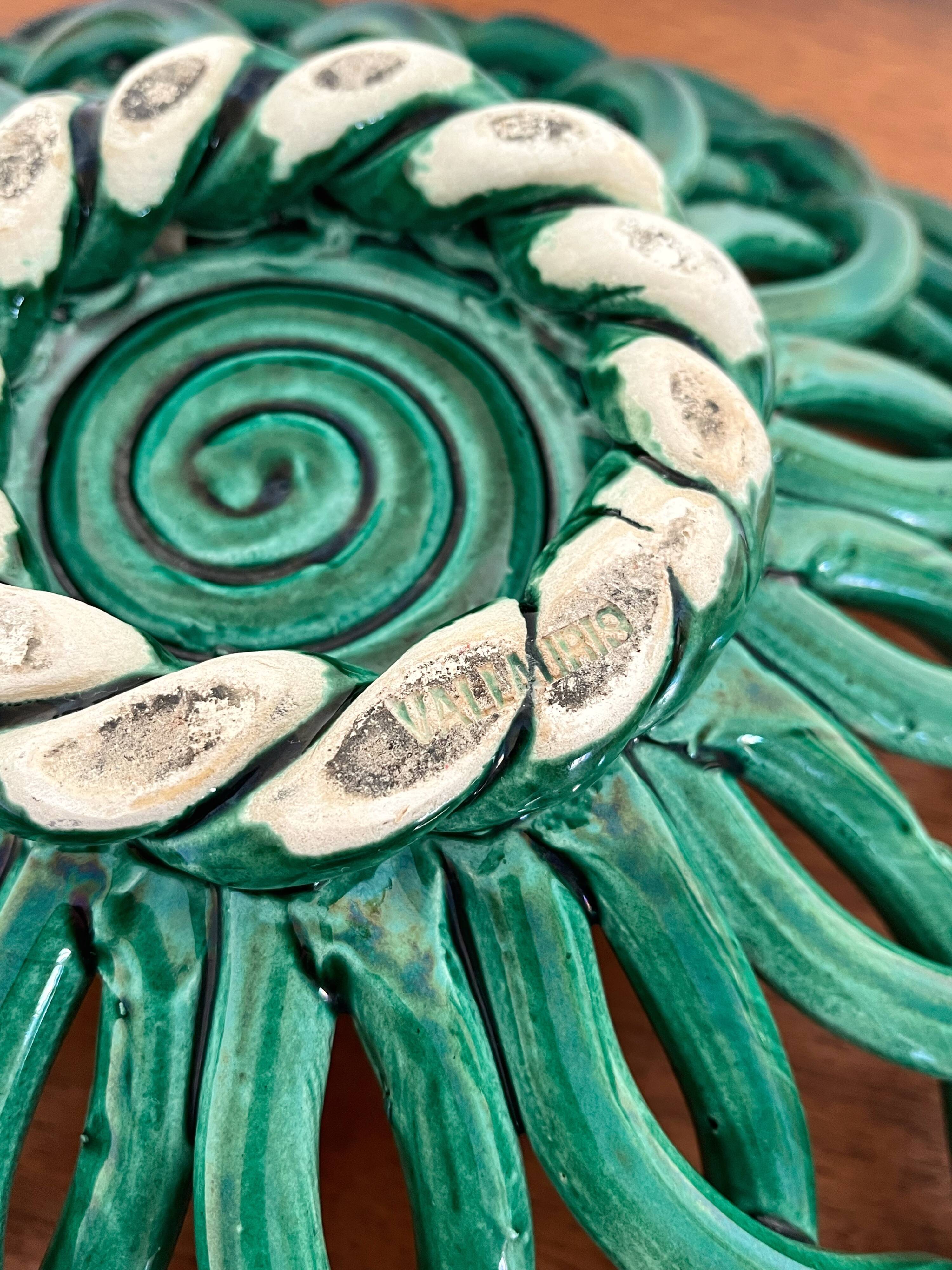 Vintage Vallauris ceramic braided fruit cup