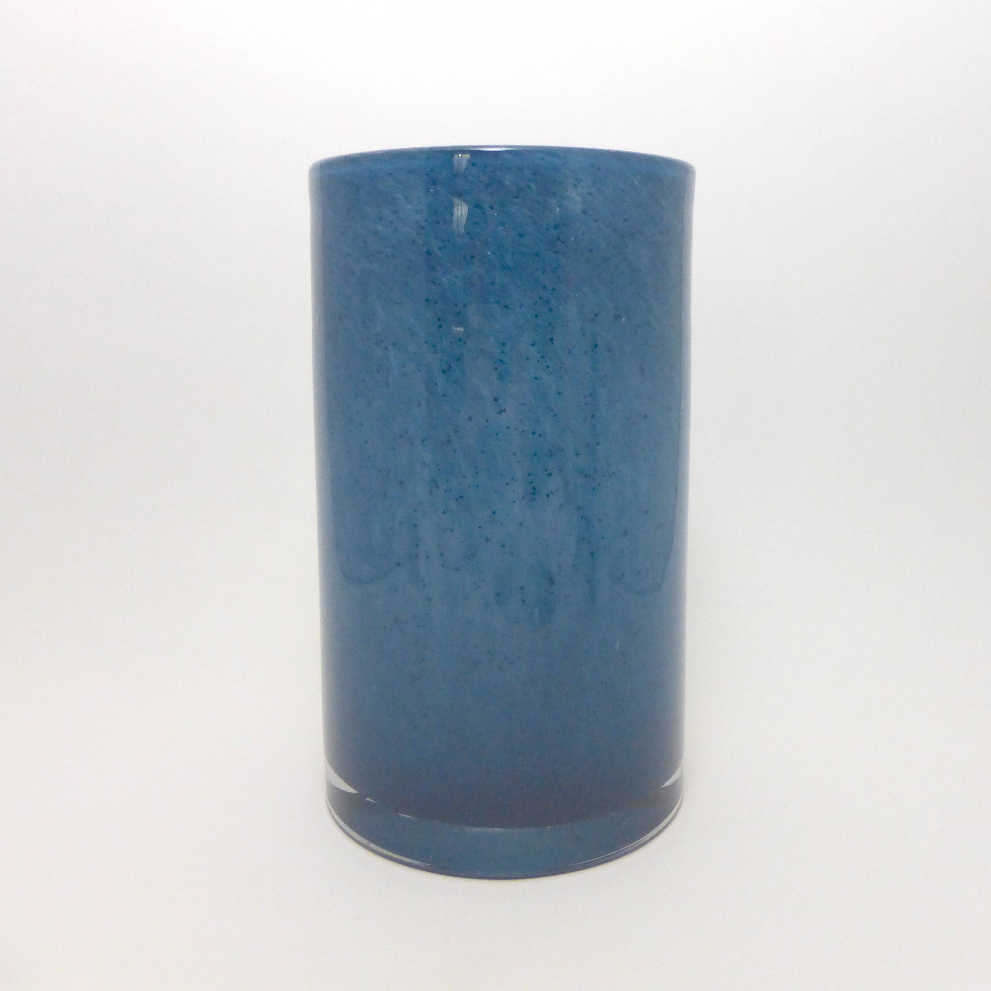 Vase double-layer glass roller vase blue 1980
