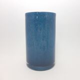 Vase double-layer glass roller vase blue 1980