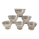 6 vintage 1950s champagne/dessert glasses with gold trim